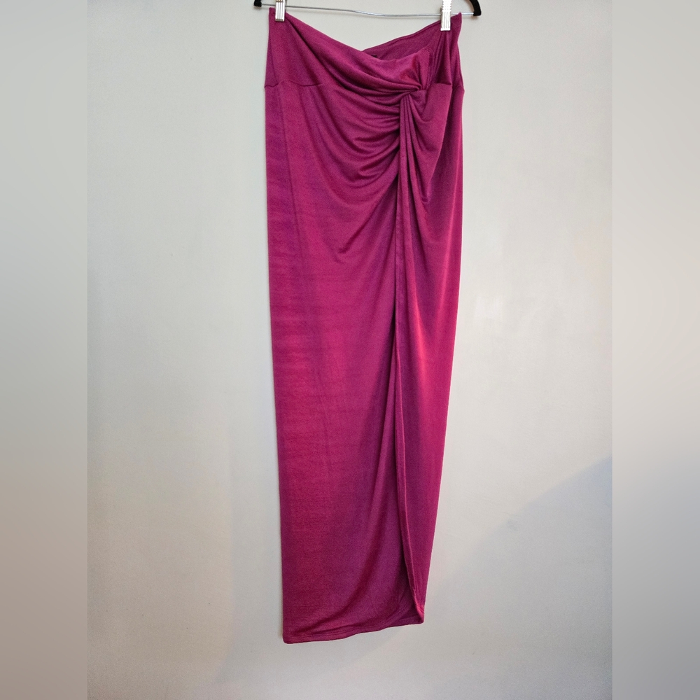 JLUXLABEL Pink Knotted Take You There High Slit Stretch Jersey Maxi Skirt